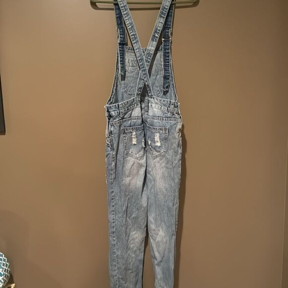 EYH Overalls Denim Cuffed Size Large Patches - Picture 6 of 9